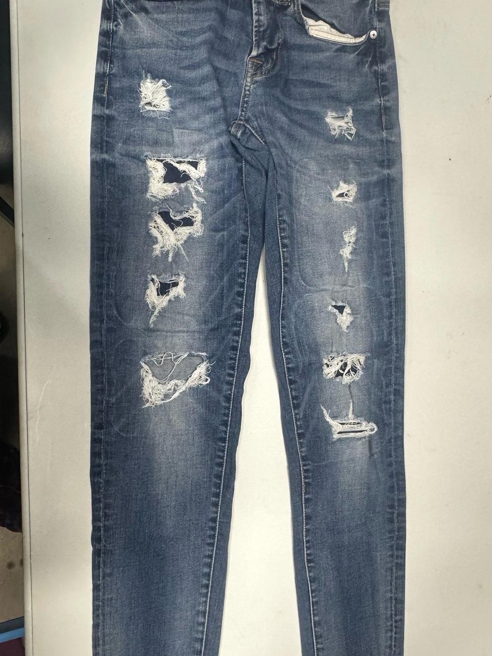 American Eagle Outfitters Distressed Skinny Jeans - Blue